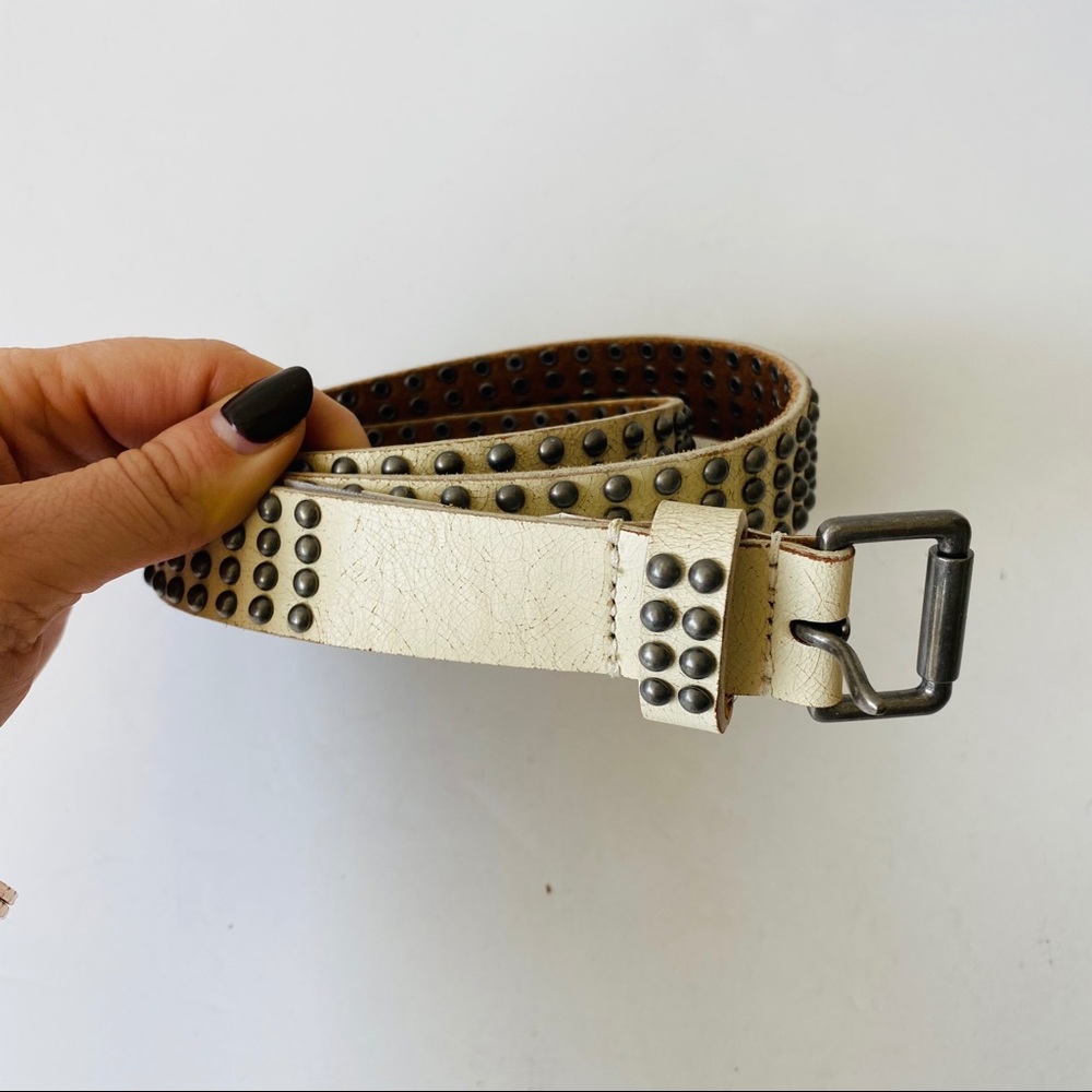 J. Crew Cream and Silver Studded Belt